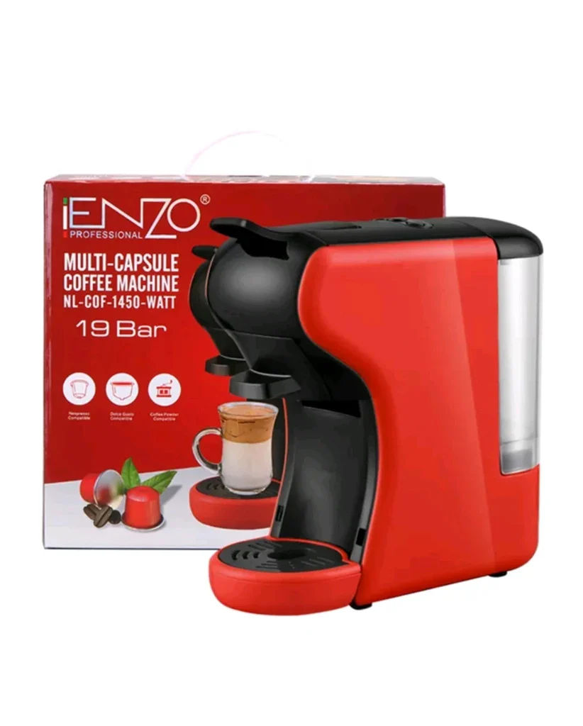 ENZO Italian Capsule Coffee Machine - Red & Black