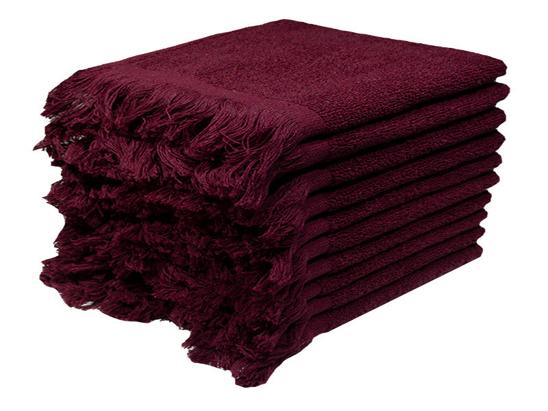 Recycled Yarn - Ocean's 380GSM - Fringe Towels - Maroon (10 Piece Pack)