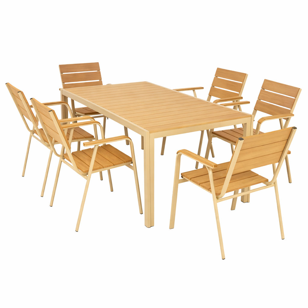 Ziyane 6-Seater Table & Chairs - Greench, Space-Saving Design