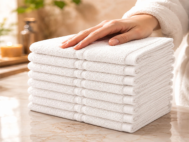 Hotel Collection 600GSM Face Cloths - 10 Pc Pack - Optical White