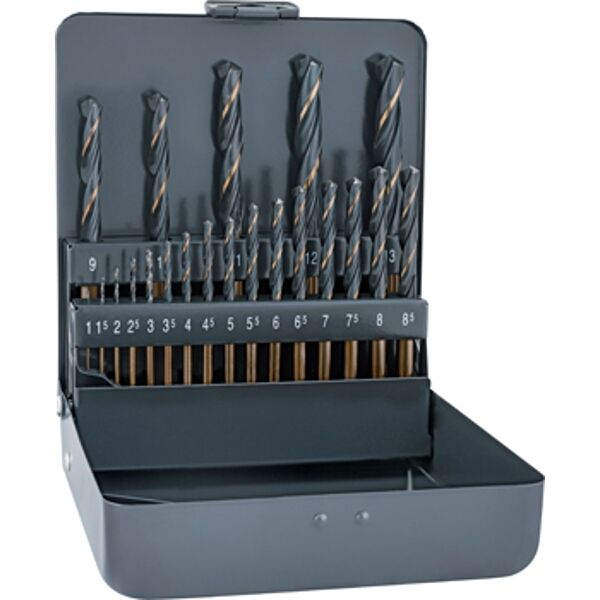 Hss Sprint Drill Bit Set 21 Piece 1-8Mm X 0.5 + 9-13Mm X 1.0 In Metal