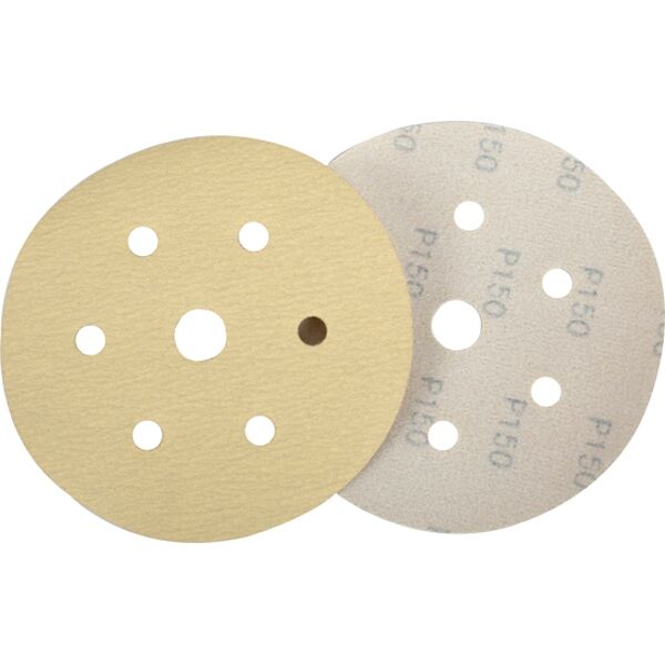 Gold Disc (50 Pieces) 150 Grit 150Mm X 6+1 Holes Hook And Loop