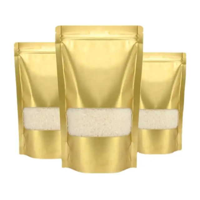 100 Stand-up Holographic Food Multi Purpose Storage Bags - 15x22cm Gold