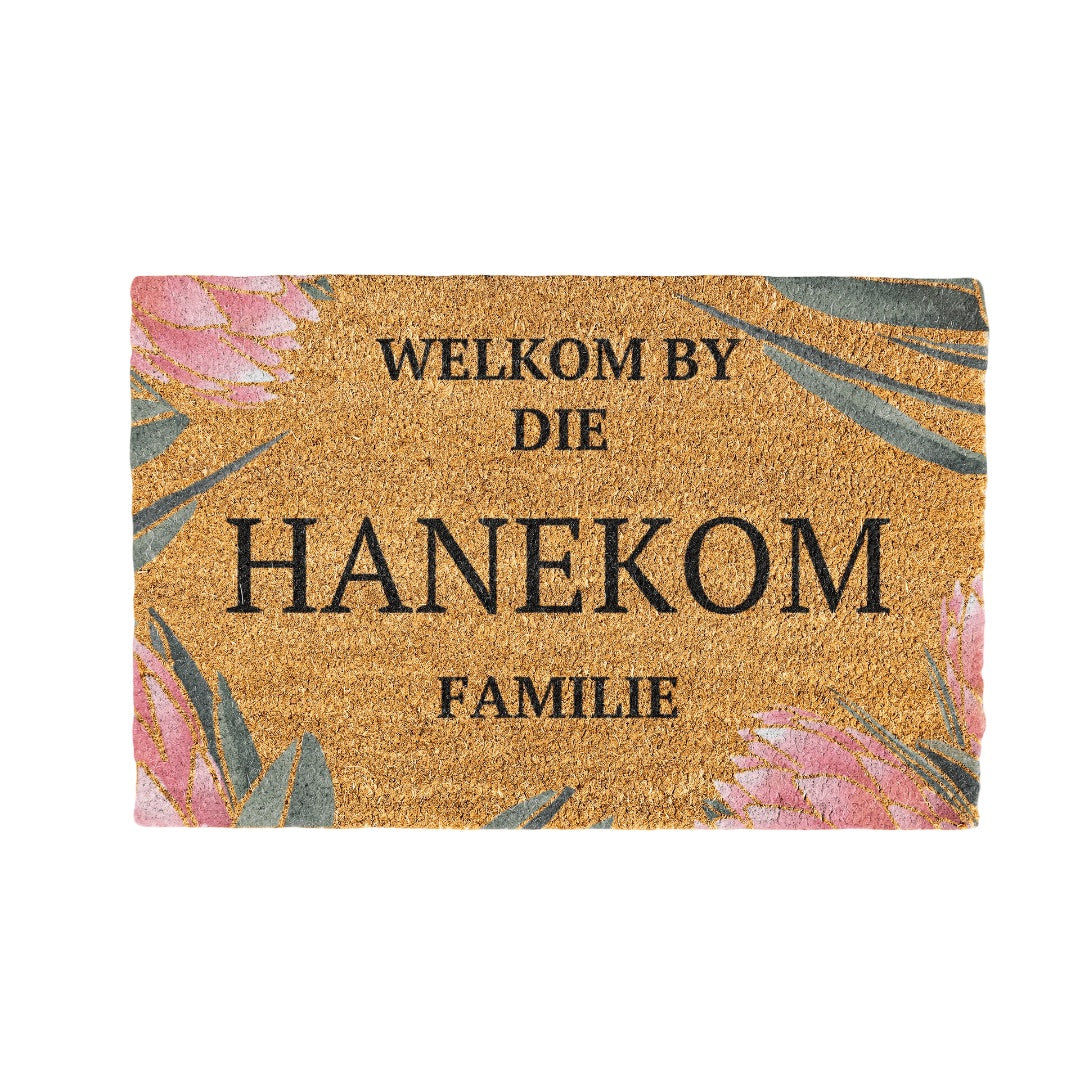 Hanekom Familie Naam Coir Doormat Design 700 x 400 mm