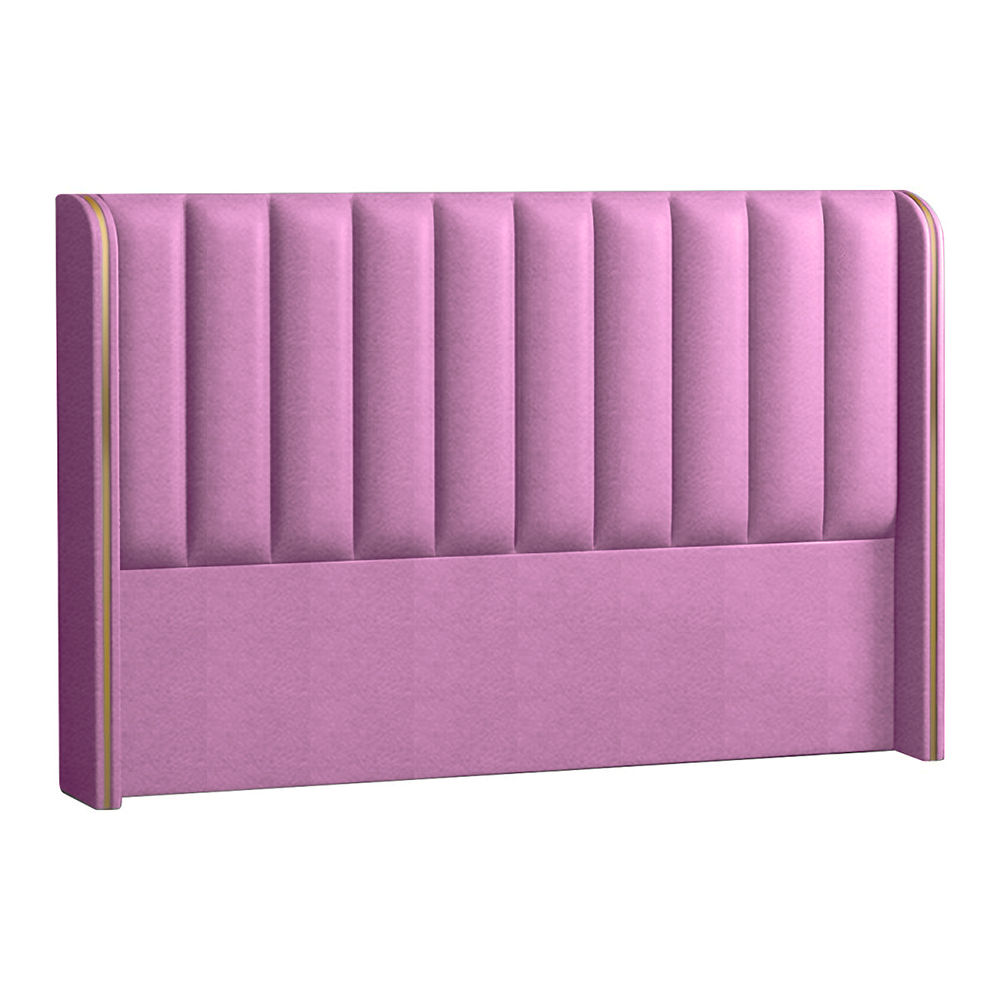 Coralie Upholstered Velvet Wingback Headboard Pink Double