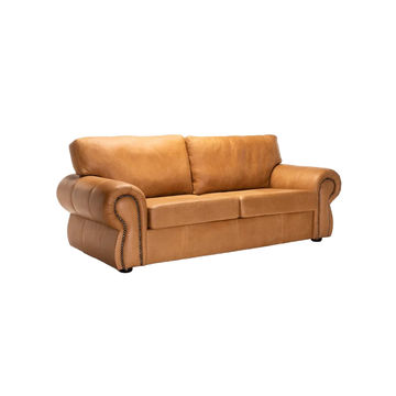Vividitto - Mfuzo Genuine Leather 3 Seater Couch - Pecan