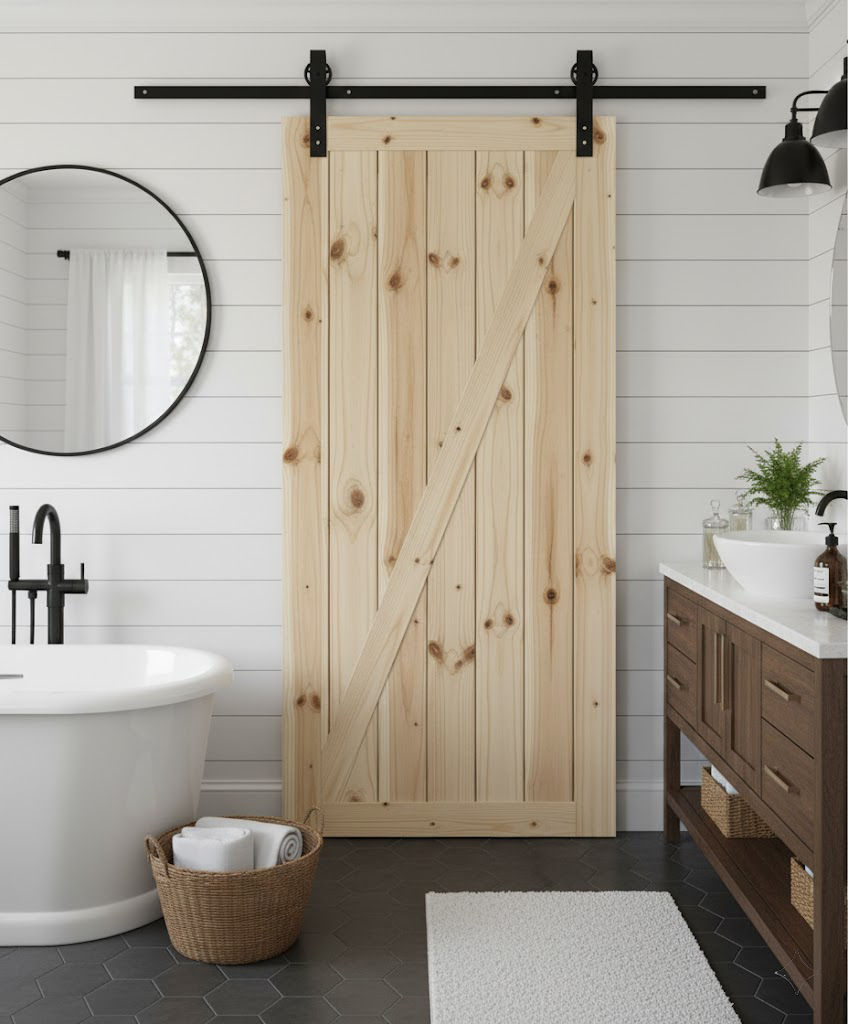 Z-Brace Barn Door with Vertical Slats & Hardware Kit (2100mm x 920mm x 36mm)