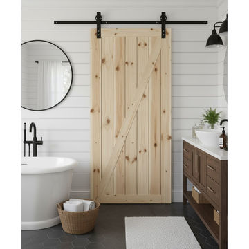 Z-Brace Barn Door with Vertical Slats & Hardware Kit (2100mm x 920mm x 36mm)
