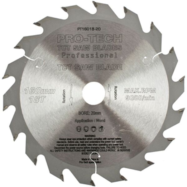 Saw Blade Tct 160X2.2X20X18T Wood Prof. Pro-Tech Fes. Ts55 Pw1