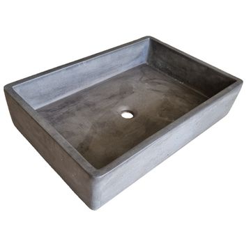 Charcoal Cement Basin Concrete Sink, Kitchen or Bathroom 605 x 410 x 130mm