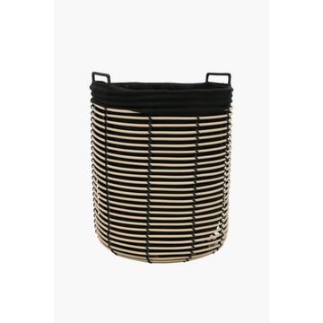 KWEZI LAUNDRY BASKET Natural Woven Round Hamper with Lining