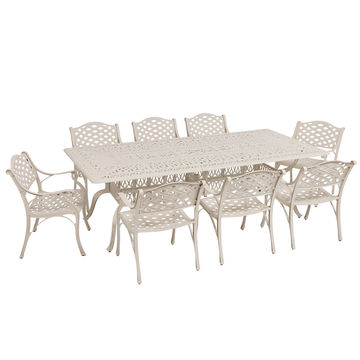 8 Seater - Lattice Aluminium Patio Set / Garden Furniture / Outdoor Dining Set    (8 Lattice Chairs with 240cm x 110cm Rectangular Elizabeth Table) - SAND