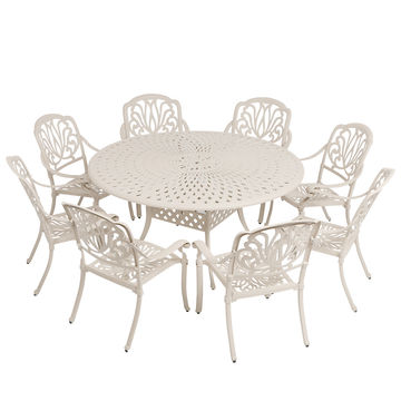 8 Seater - Lisa Aluminium Patio Set / Garden Furniture / Outdoor Dining Set     (8 Lisa Chairs with 240cm x 110cm Rectangular Elizabeth Table) - SAND