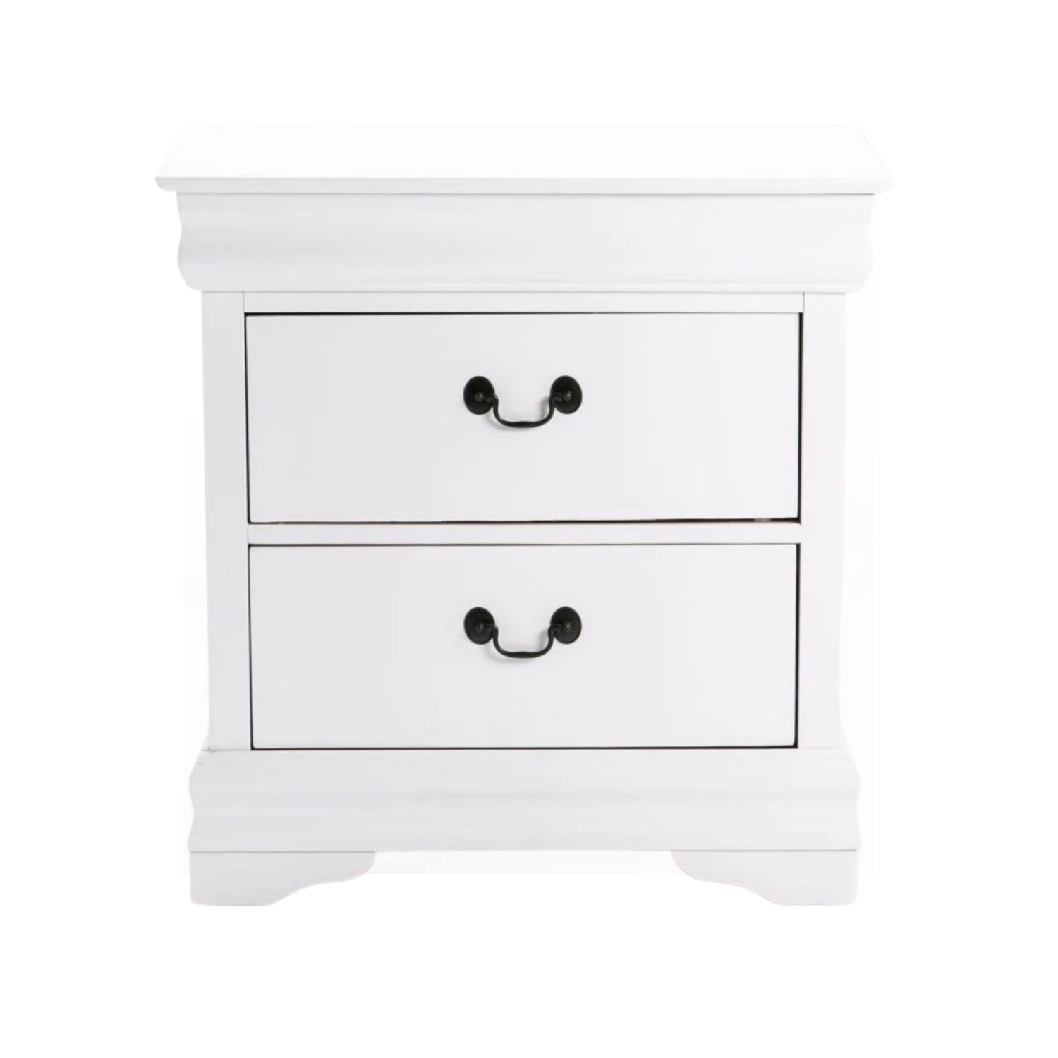 2 Drawer Solid Rubber Wood Bedside Pedestal - White
