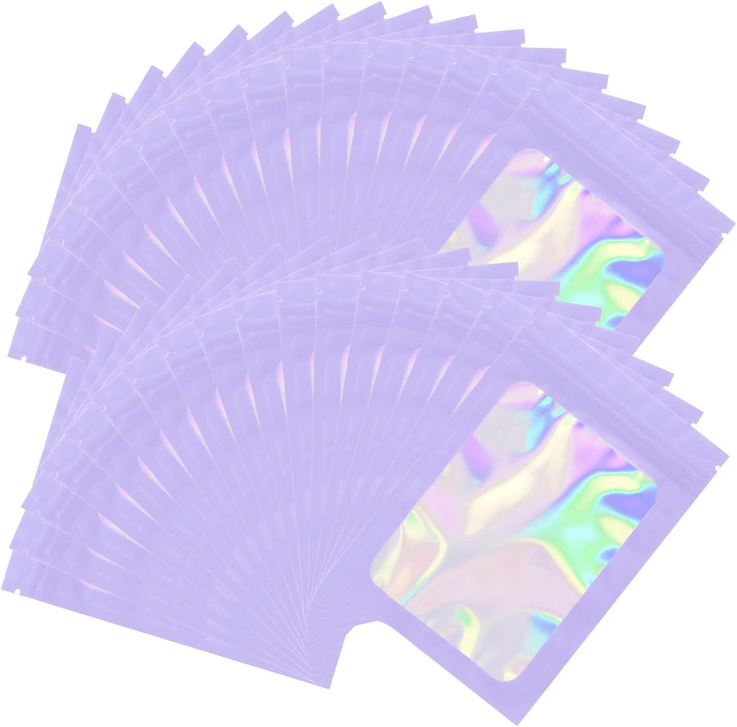 Resealable Holographic Gift Packaging Bags Florist Small Business - 100 qty - Purple