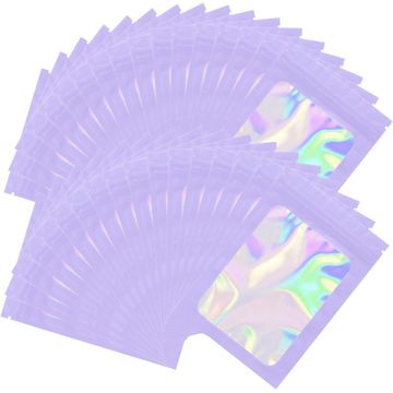 Resealable Holographic Gift Packaging Bags Florist Small Business - 100 qty - Purple