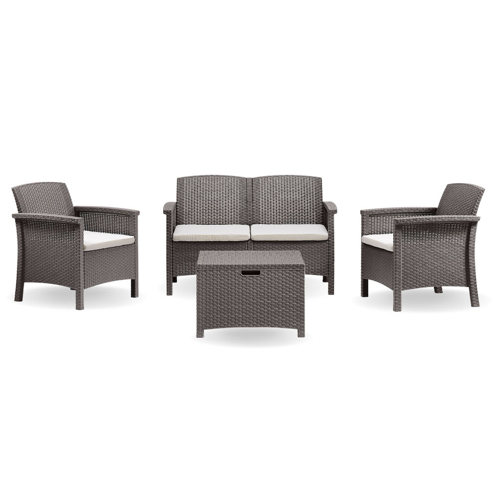 ECONOFURN Bica Venezia 4 Piece Rattan Patio Set - Taupe