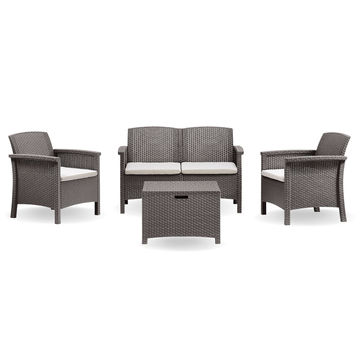 ECONOFURN Bica Venezia 4 Piece Rattan Patio Set - Taupe
