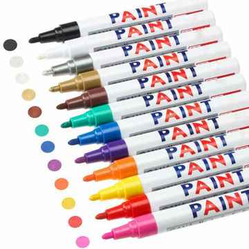 12 Colour Oil Based Permanent Paint Markers 0.7mm Tip Art Crafts Scrapbook