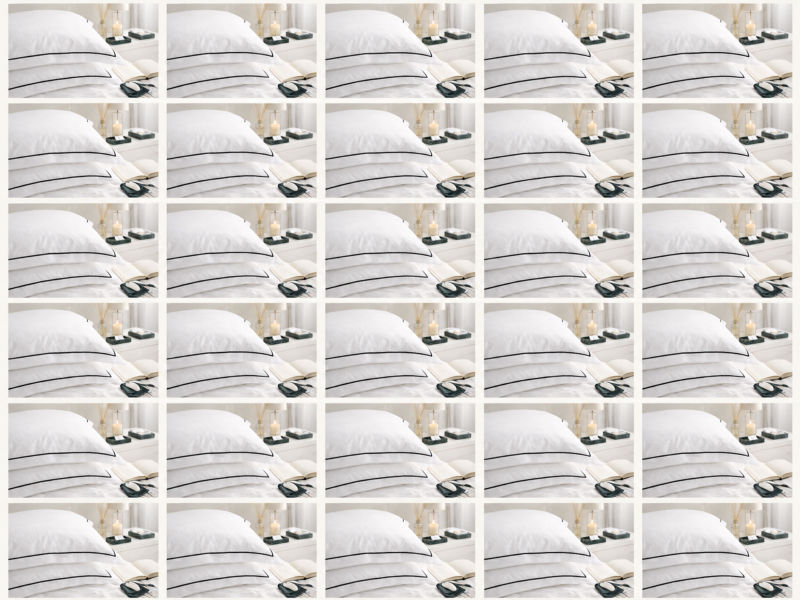 Premium Collection - Oxford Jet Black Satin Stitch Pillow Cover Set - Standard Optical White - (30 Sets)