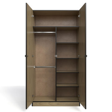 Price Cut - 2 Door Combo Wardrobe - Swiss Elm