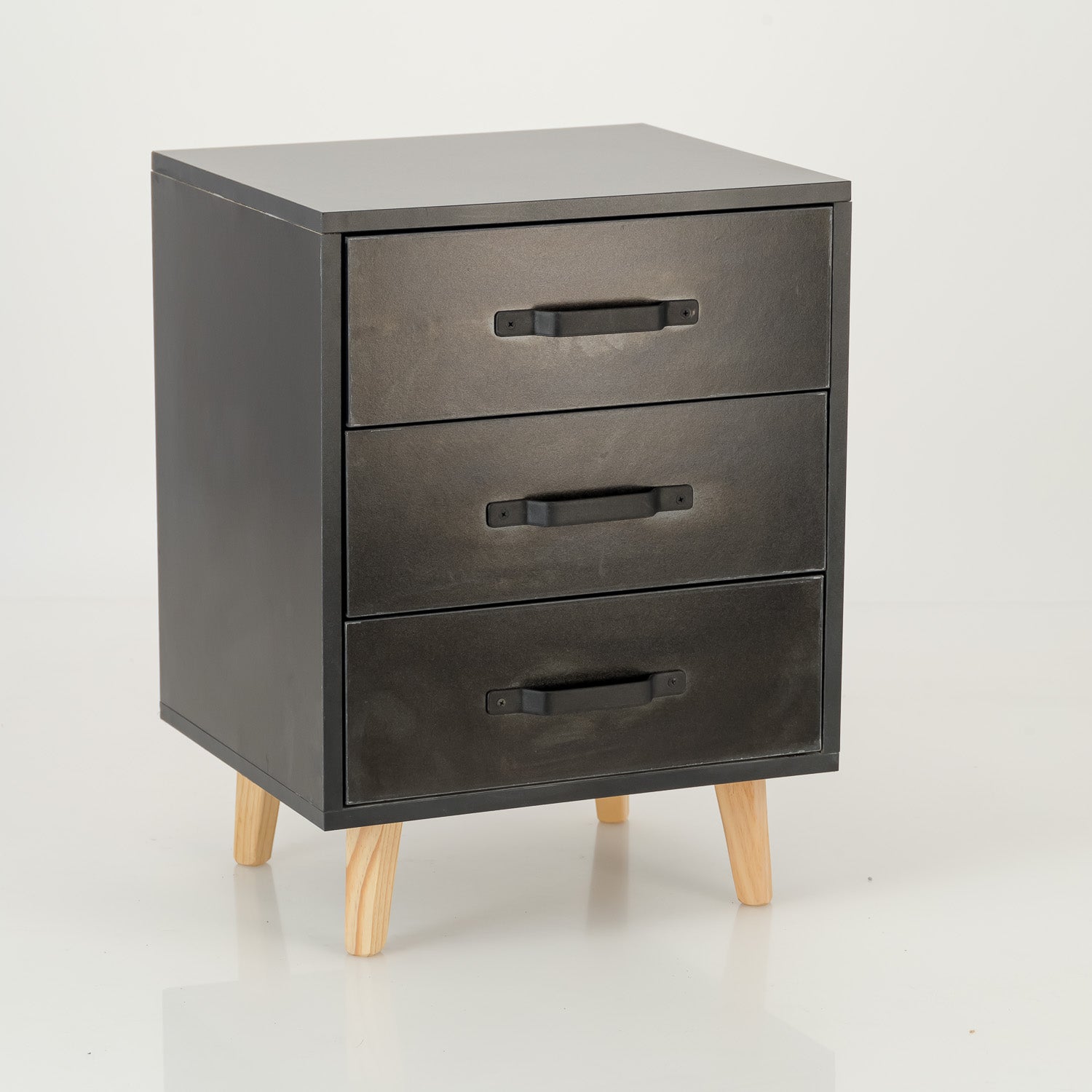 Makalu Three Drawer Side Table - Black