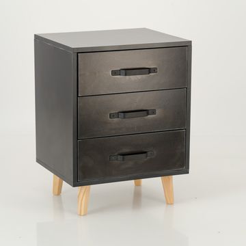 Makalu Three Drawer Side Table - Black