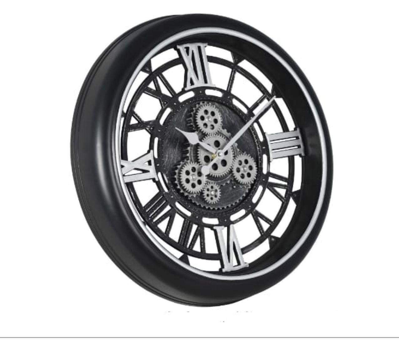 Gloss Black Gear Wall Clock – 50.8 cm