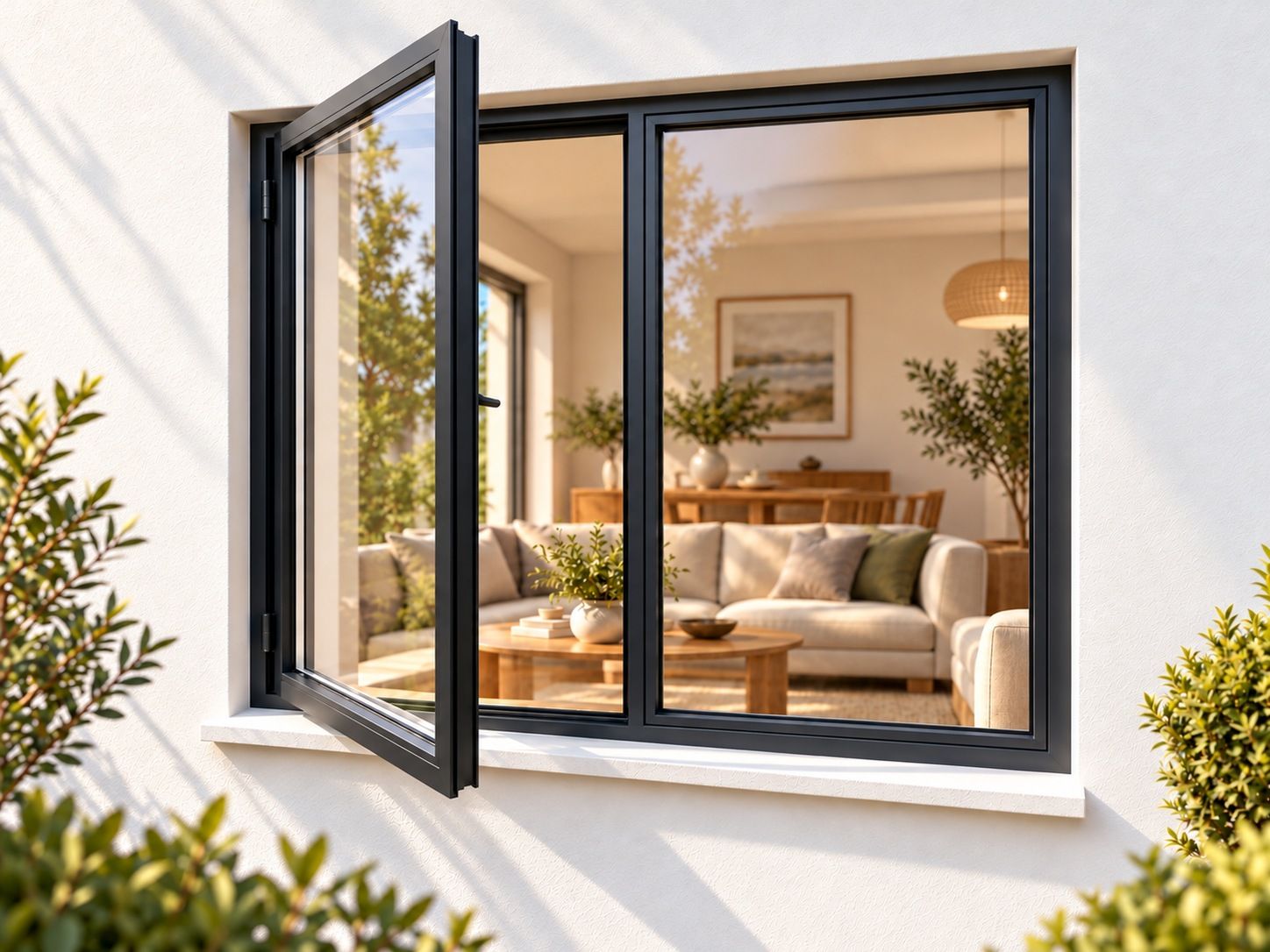 Kenzo Premium Side-Hung Aluminium Window - Charcoal, 1200 1200 mm, Left Side Opener