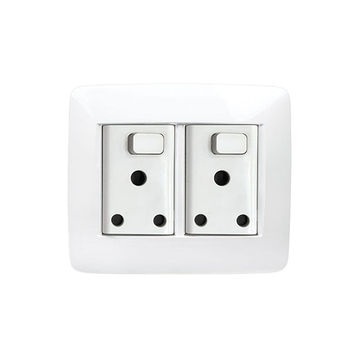 Gewiss - Complete Double Switched Socket Outlet 2PE 16A White