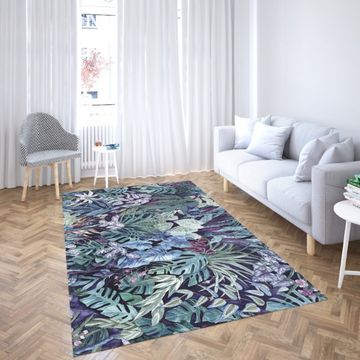 TROPICAL LEAVES BLUE GREEN 150 X 200