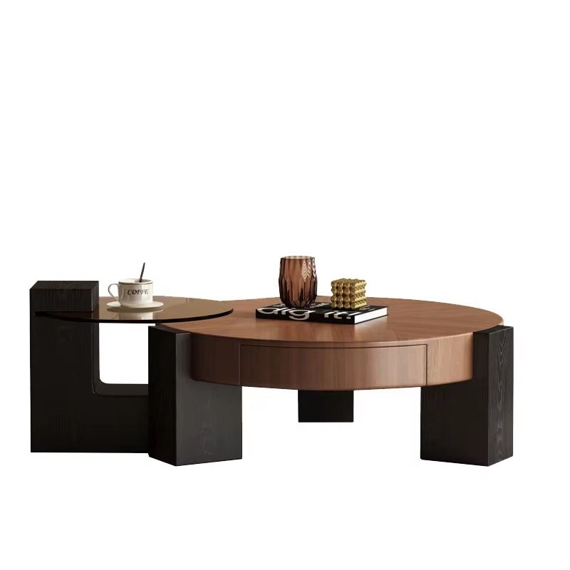 LBM FURN-2-Piece Set Modern Wooden Coffee Table and End Table