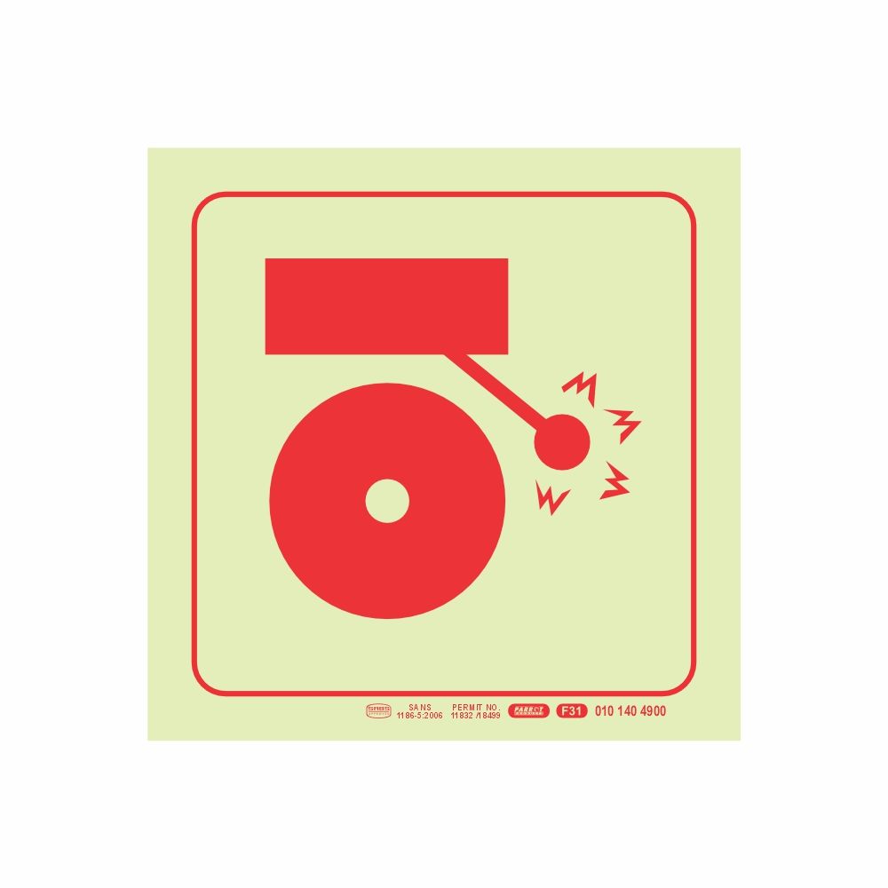 Photoluminescent 190mm Safety Sign F31 Fire Alarm