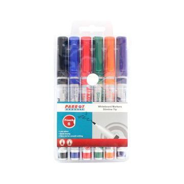 Whiteboard Markers (6 Markers - Slimline Tip - Pouch)