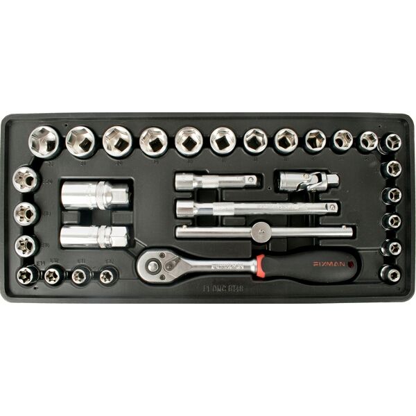 Fixman 31-Pc 3/8"Dr.Sockets & Accessories
