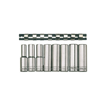8PC 1/2inch Drive Metric Deep Socket on Clip Rail