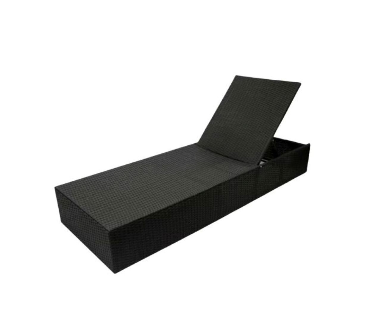Resort Rattan Lounger/Outdoor Rattan Chaise Lounge Chair, Adjustable Backrest, Black Wicker, Pool Patio Furniture