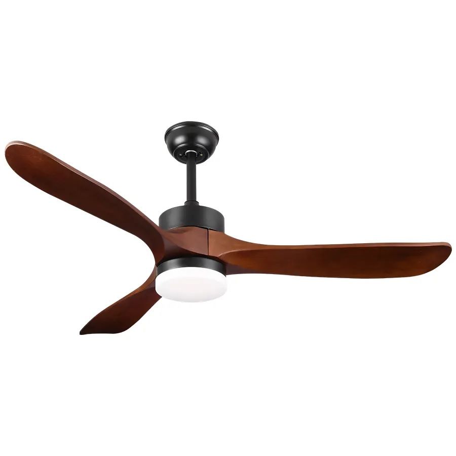 Modern 3 Plastic Wood style blades Black Ceiling Fan Light-MRUL