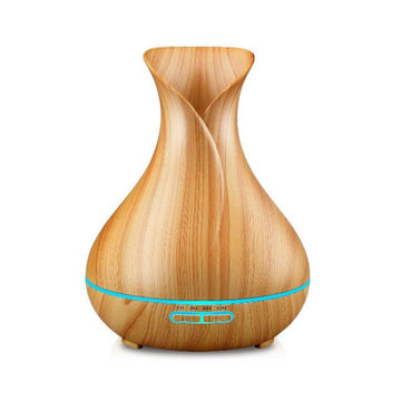 GreenLeaf Vase Shape Essential Oil Diffuser and Humidifier, Light Wood