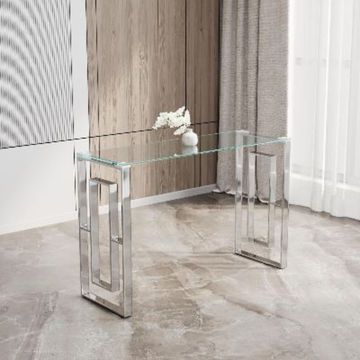 Sara Console Table Stainless Steel Glass-Silver