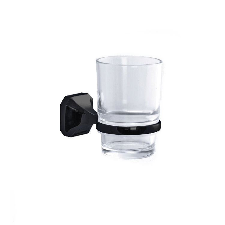 Kirk Aqua Coral Zinc Chrome Removable Glass Tumbler Holder - Black