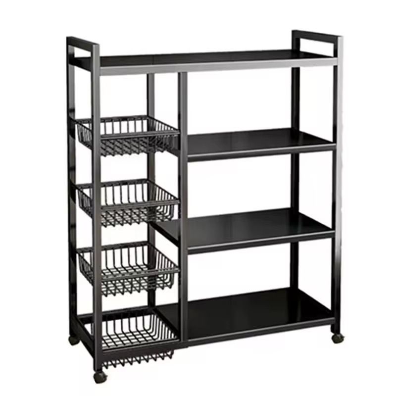 Kitchen Organizer 4-Tier Metal Heavy Duty Storage Shelving Unit with Wheels, 5CM Adjustable Height, Mobile Utility Service Cart, Organizer Shelves for Garage Kitchen