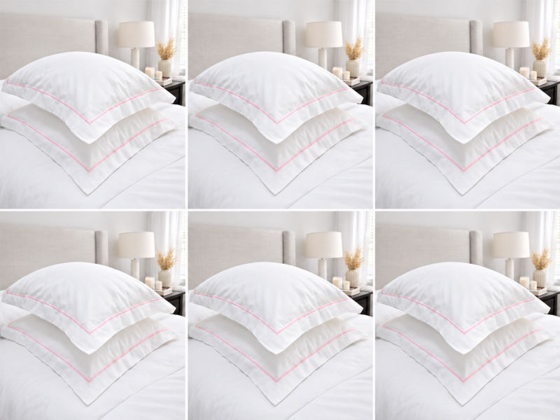 Premium Collection Soft Touch - Oxford Strawberry Cream Satin Stitch Pillow Cover Set - Standard - (6 Sets)