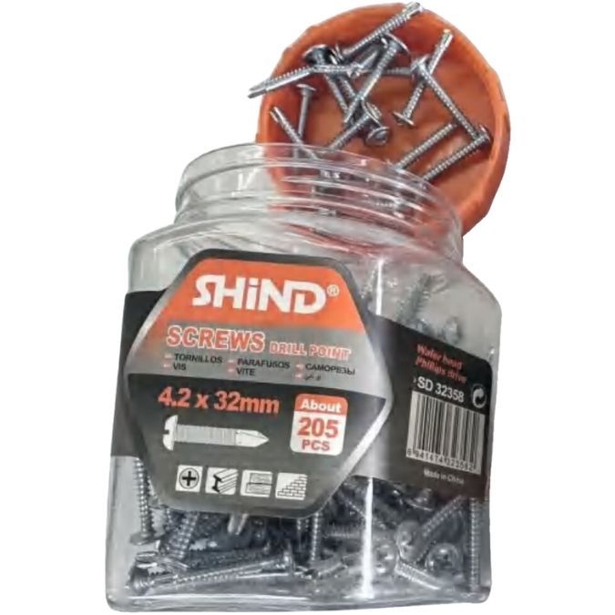 Shind 4.2 x 32mm Silver Screws with Drill Point - 205-Pack