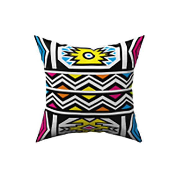 Ndebele African Print Cushions Pink, Yellow, Black