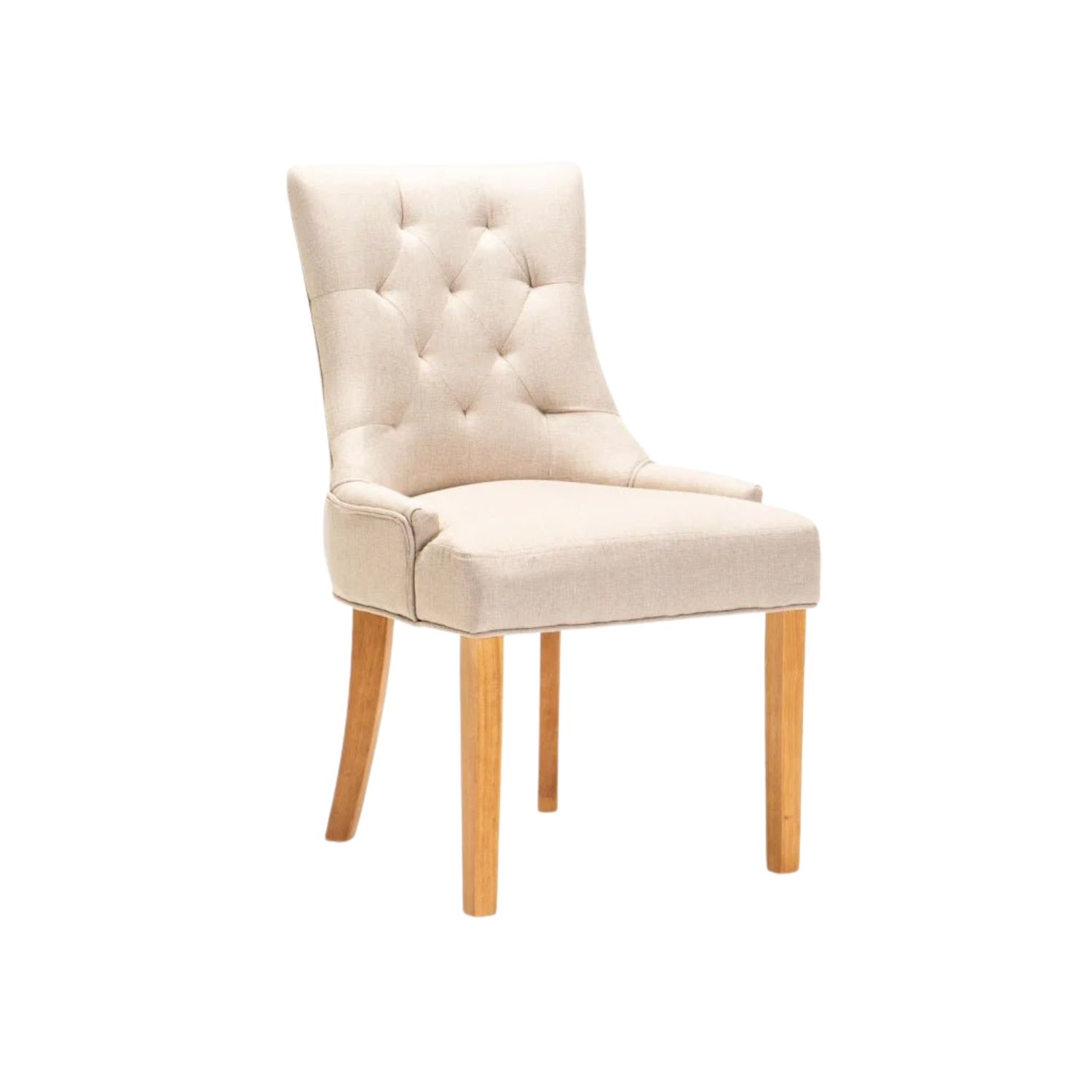 Upholstered Fabric Dining Chair with Wood Legs - Cream/Natural