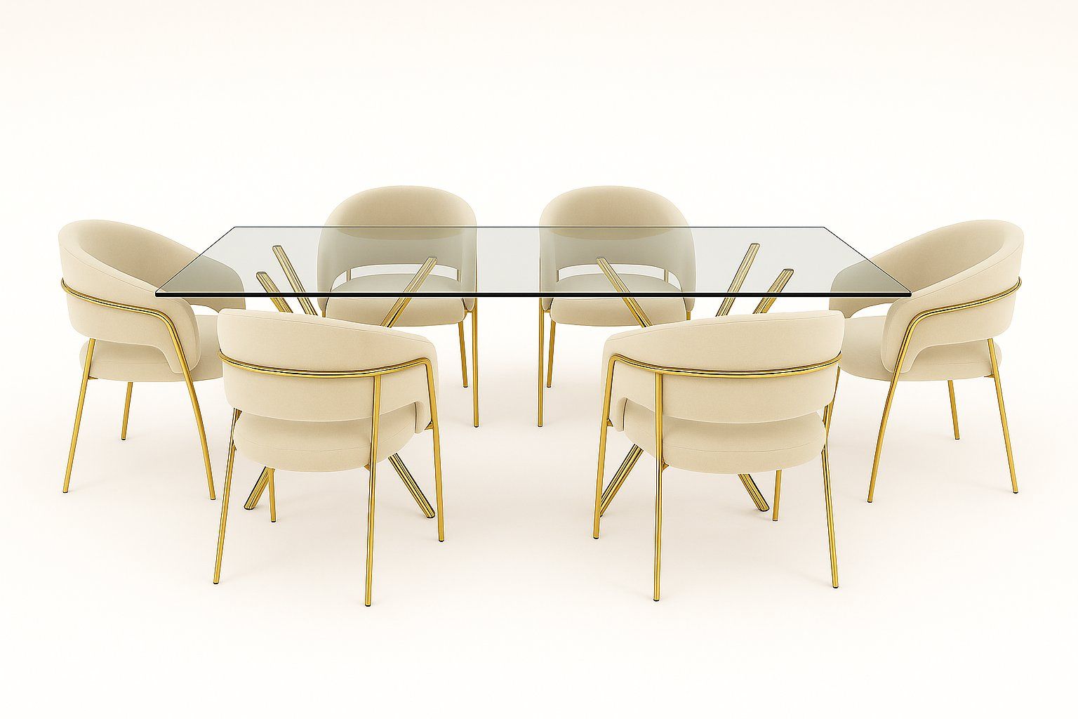 IG Furn- JY 6 Seater Dining Set Cream