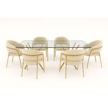 IG Furn- JY 6 Seater Dining Set Cream