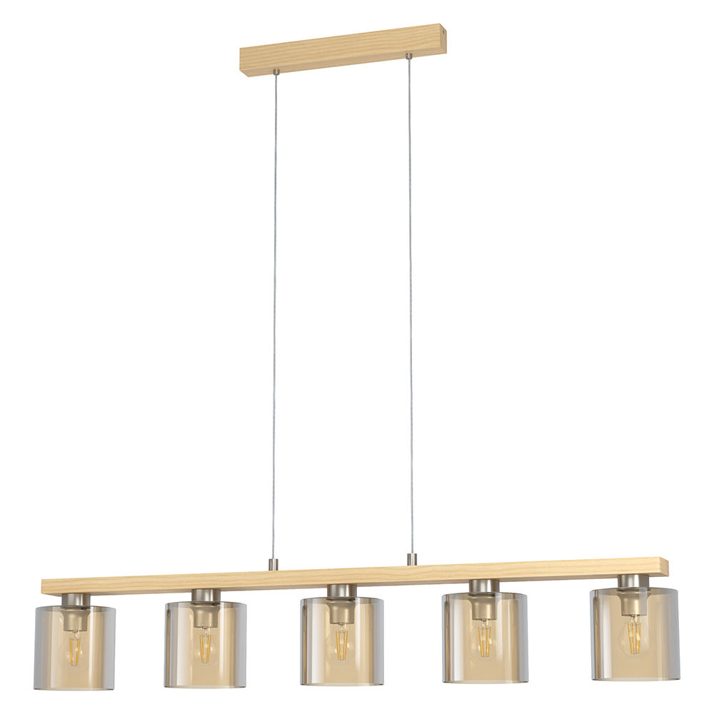 Castralvo - 5 Lights Pendant - 1210mm - Amber Glass