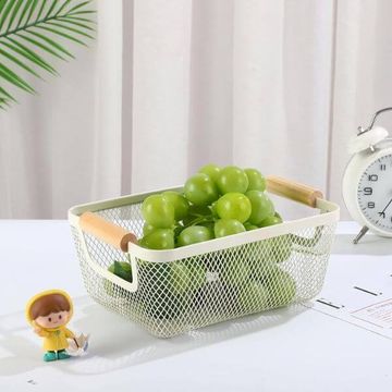 Small Stainless Steel Mesh Storage Basket - White